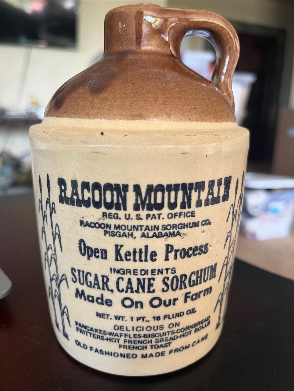 Racoon Mountain Sugarcane Sorghum Jug - Two-Tone Brown